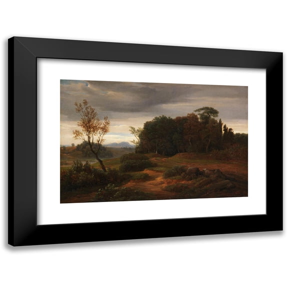 Johann Wilhelm Schirmer 14x11 Black Modern Framed Museum Art Print Titled - Stormy Landscape (1845)