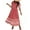 Pink, variant on Sakmal Womens Dresses Summer Blue Long V-Neck Graphic Pleated Elbow-Length Boho Sundress