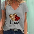thumbnail image 1 of Hauts d'Été Grande Taille pour Femmes, Mode Décontractée, T-Shirt Ample à Col en V Imprimé, Manches Courtes, T-Shirt à Col en V pour Femmes en Liquidation, 1 of 3