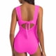 thumbnail image 4 of Trajes de baño de una pieza para mujer, trajes de baño de color sólido sin mangas de gran tamaño para mujer, bikini con cuello en V y sin mangas., 4 of 7