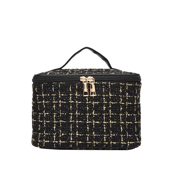 Bolsa de cosméticos portátil con fragancia pequeña, bolsa de cosméticos portátil de gran capacidad, bolsa de aseo de viaje, bolsa de almacenamiento de cosméticos, embrague negro Zefei Wu 9024735076636