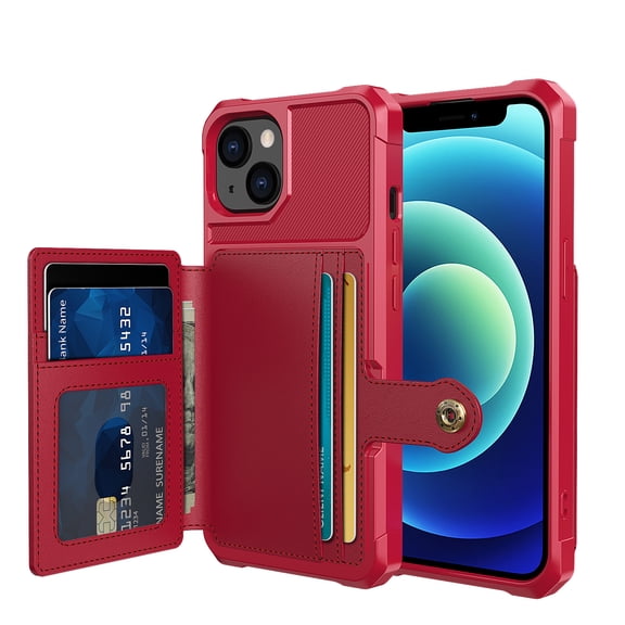 for iPhone 14 Plus Wallet Case, with ID&Credit Card Holder Slots Pockets Wallet Back Cover Stand Flip Folio Leather Magnetic Absorption Cover For Apple iPhone 14 Plus 6.7", Red