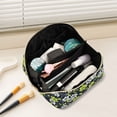 thumbnail image 2 of FORMRS Makeup Bag Travel Cosmetic Organizer for Women Fold Flat Zipper Pouch with Handle, White Flower Pattern, 2 of 8