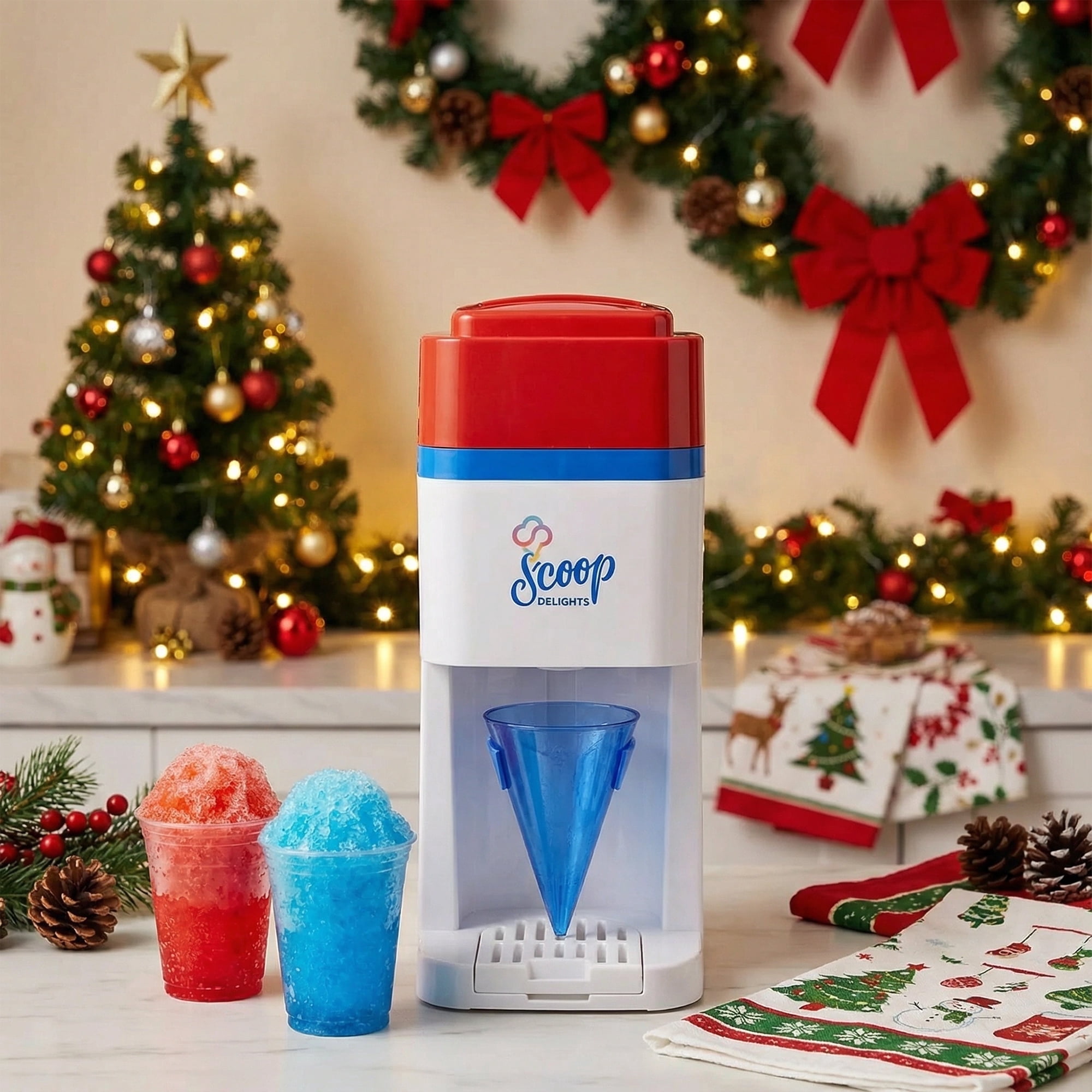 Hawaiian Shaved Ice Snow Cone Maker, Electric Machine with Syrups