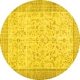 thumbnail image 1 of Ahgly Company Indoor Round Abstract Yellow Contemporary Area Rugs, 3' Round, 1 of 4