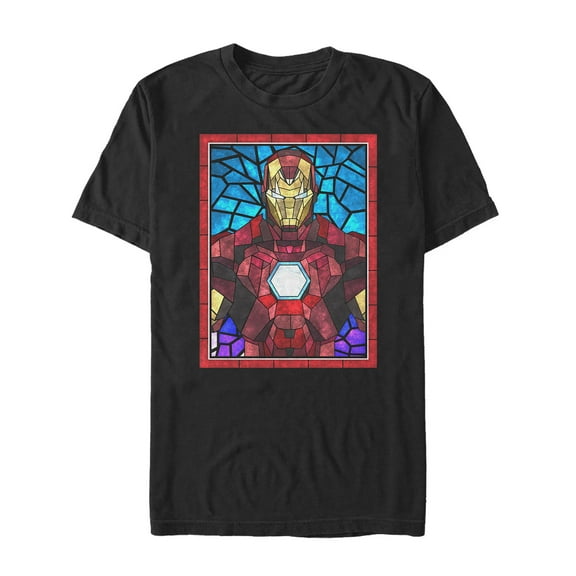 Men's Marvel Iron Man Stained Glass Graphic Tee Black 5X Large