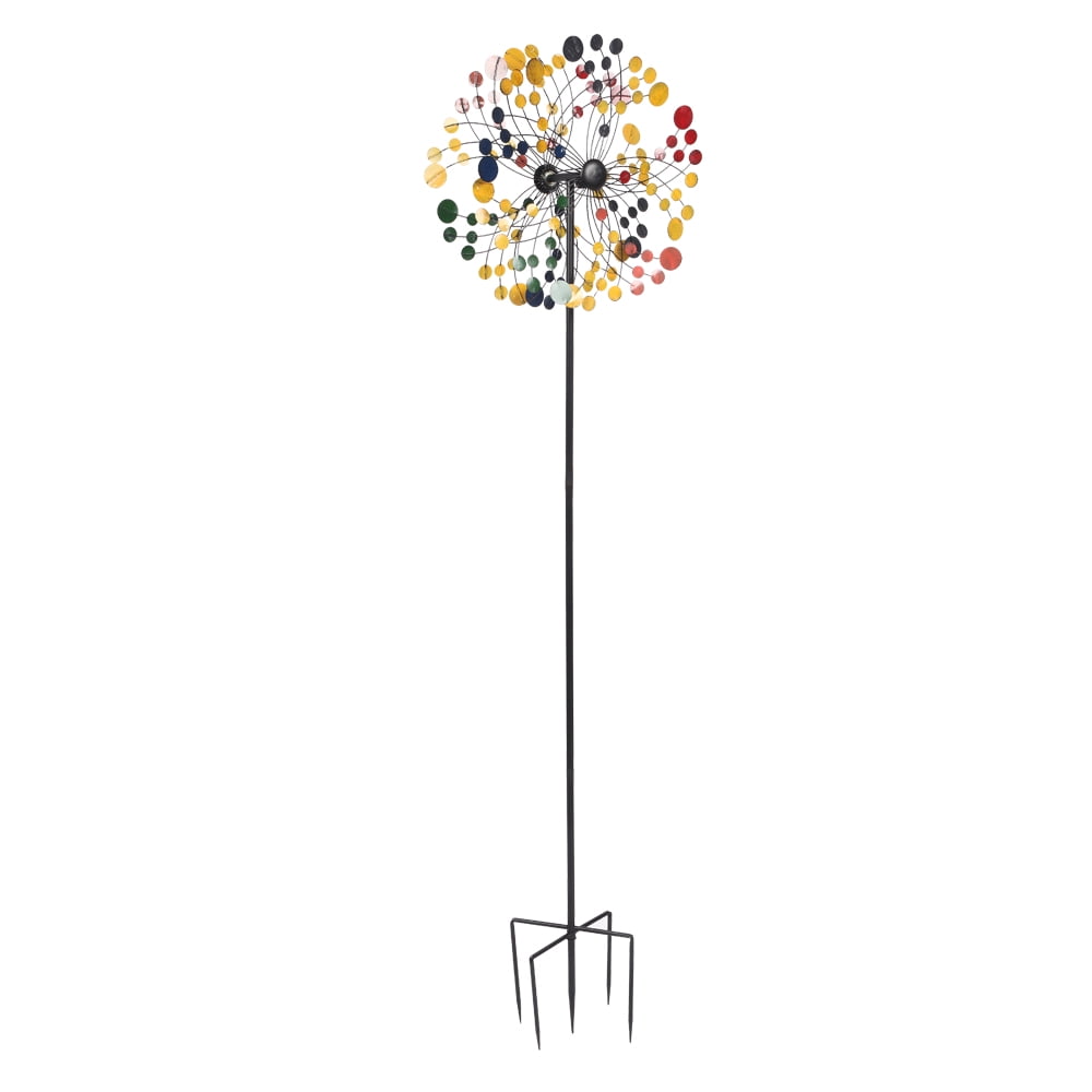 Lowestbest Vibrant Double-Sided Spinner, Colorful Round Garden Lawn Windmill Lowestbest Vibrant Double-Sided Spinner, Colorful Round Garden Lawn Windmill