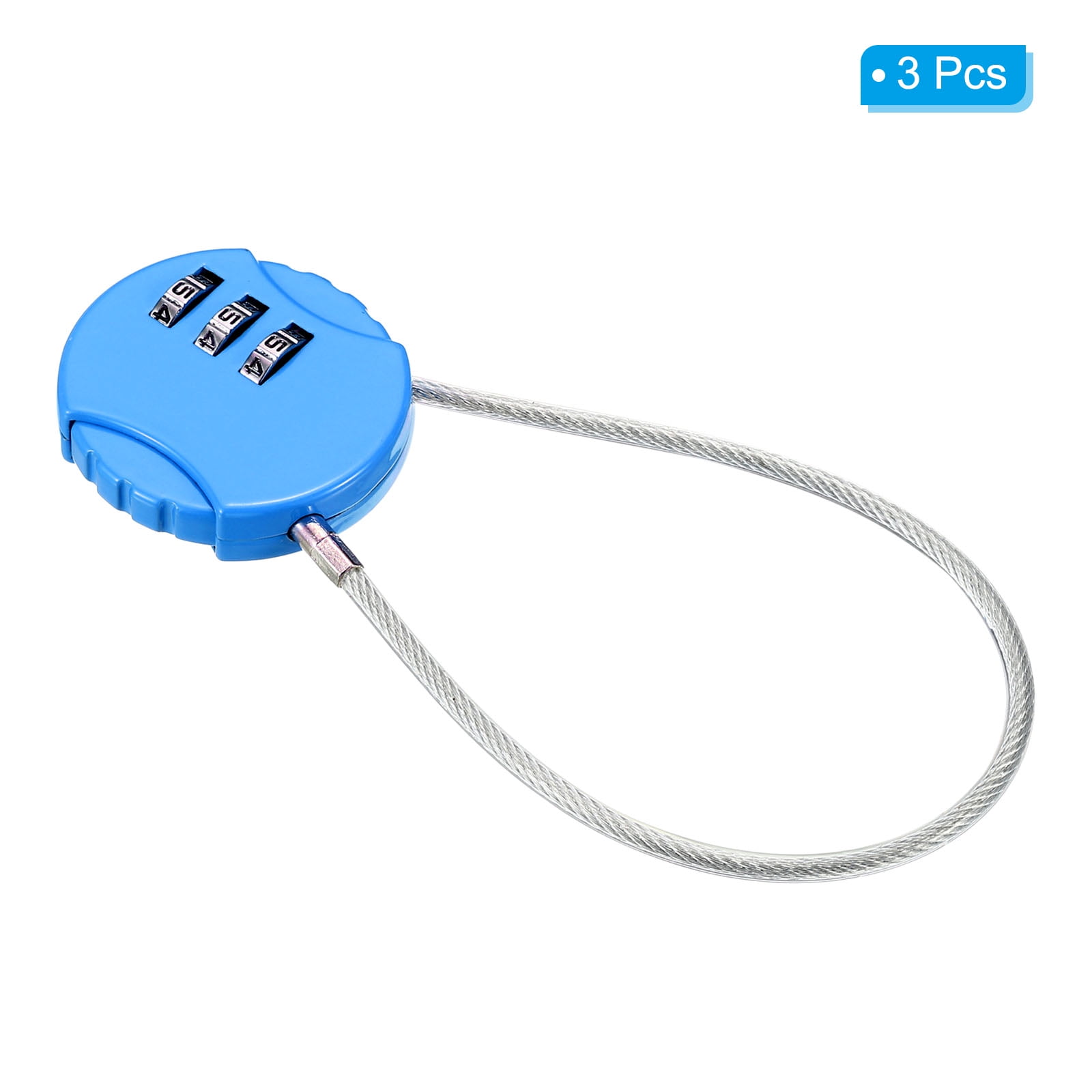 Unique Bargains Combination Lock 3 Digit Luggage Padlock for Gym Locker Bright Blue 3Pcs