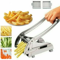 Commercial Grade French Fry Cutter, Stainless Steel Potato Slicer, Potatoes Fries Maker Machine with 2 Blade Size, Silver
