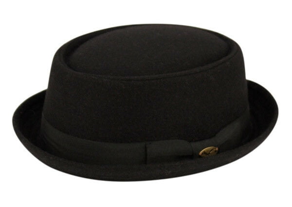 Retro Women Men Vintage 100% Wool Wide Brim Cap Pork Pie Porkpie Bowler Hat Cow Head Leather Band