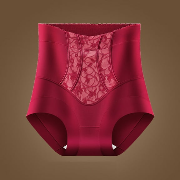 HongQid Tummy Control Underwear Womens High Waisted Panties Breathable Full Coverage Postpartum Ladies Briefs Red M