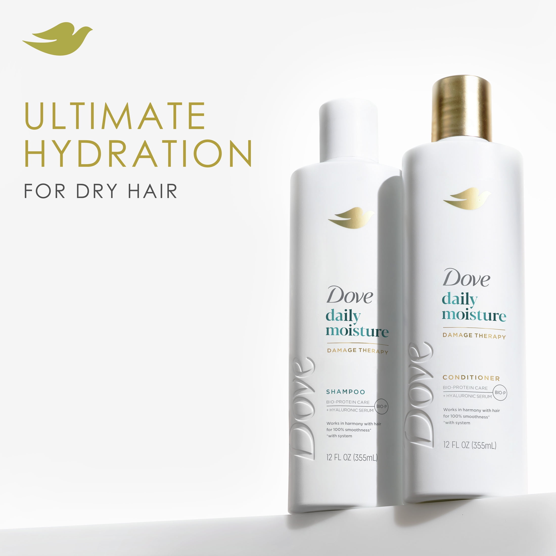 Dove Moisturizing Damage Therapy Shampoo, Daily Care for Dry Hair with BioProtein, 12 oz  (图4)