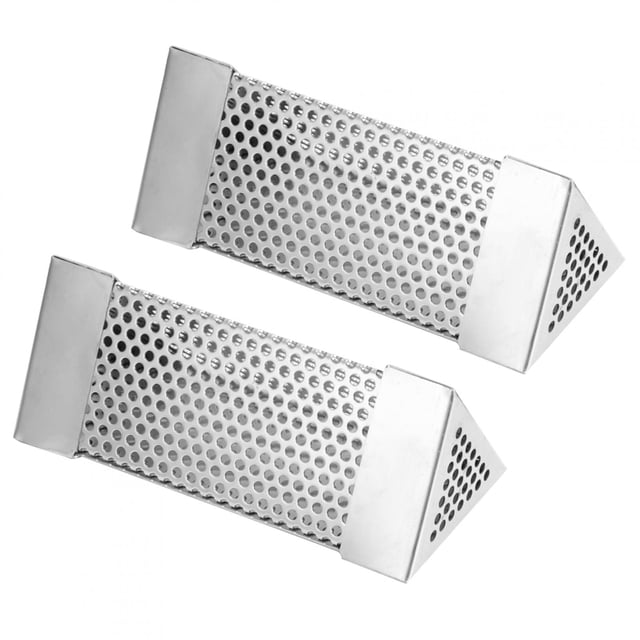 2Pcs BBQ Grill Smoker Tube Mesh Tube Pellets Smoke Box 6in Stainless Steel Barbecue AccessoryTrilateral