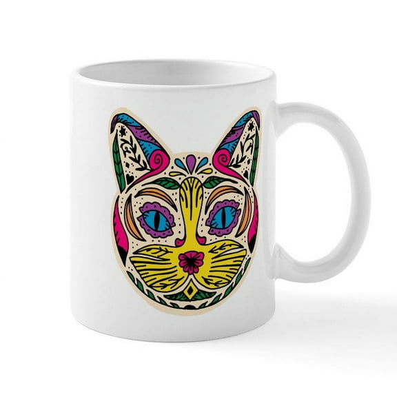 CafePress - Multicolored Cat - 11 oz Ceramic Mug - Novelty Coffee Tea Cup