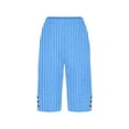 thumbnail image 4 of BLCHUNen Pants for Women Knee Length Pants Striped Lightweight Loose Breathable Casual Home Lounge Summer Pants with Pockets, 4 of 5