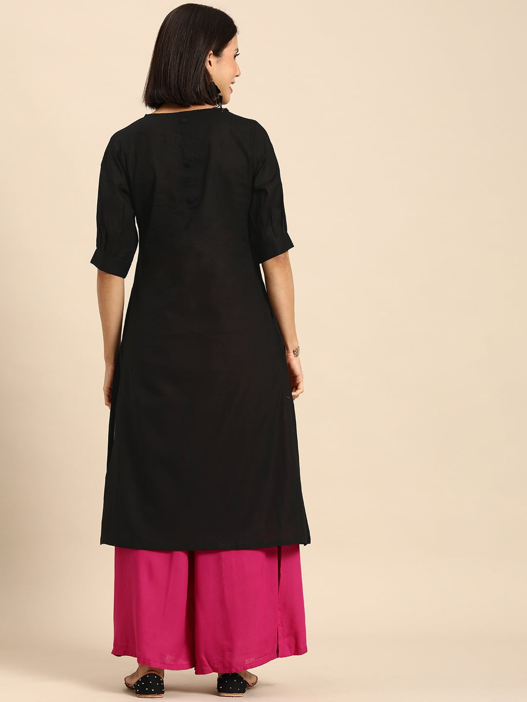 Buy Nayo Women Black & Mustard Yellow Solid Kurta With Trousers &  Bhagalpuri Print Dupatta - Kurta Sets for Women 9955133 | Myntra