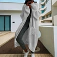thumbnail image 2 of hoksml Women Long Cardigan Sweaters Relaxed Fit Solid Color Long Sleeved Casual Chunky Open Front Knit Coat, 2 of 6
