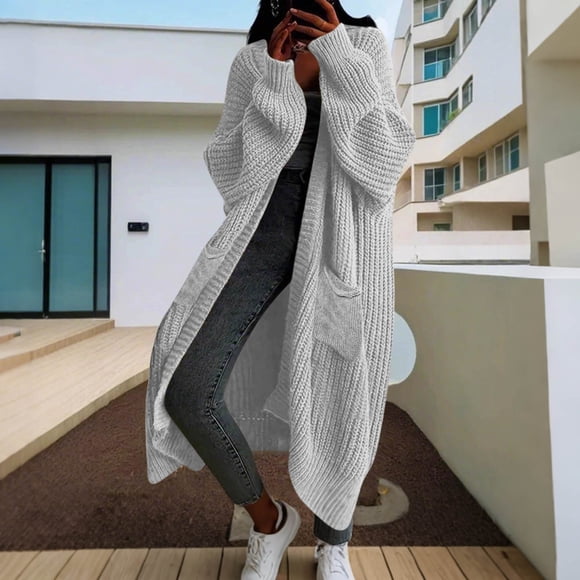Miqool Womens Long Cardigan Sweaters Long Sleeve Oversized Chunky Knit Sweater Open Front Outwear Cardigan
