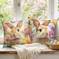 thumbnail image 2 of Dashan Easter Bunny Throw Pillow Covers 18x18 Set of 2,Cute Rabbit Flower Decorative Pillow Cases for Bedroom Sofa Couch, 2 of 6