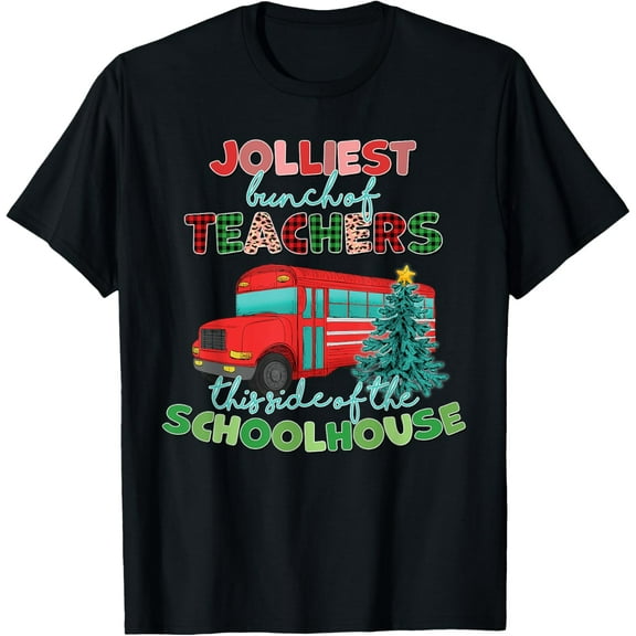 Groovy Christmas Teacher Jolly Jolliest Bunch of Teachers Men Women T-Shirt Tee