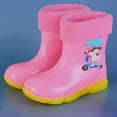 thumbnail image 2 of Otqutp Kids Fleece Lined Rain Boots for Girls Boys Toddler Waterproof Cute Cartoon Pattern Platform Mud Rubber Boots, 2 of 5