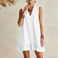 thumbnail image 7 of Shihyeh Women's Mock Neck Sleeveless Flowy Ruffled Swimsuit Cover-Up Dress with Front Zip Detail Bathing Suit Beach Bikini Wrap Summer Vacation Poolside Loose Casual Mini Sundress​, 7 of 7