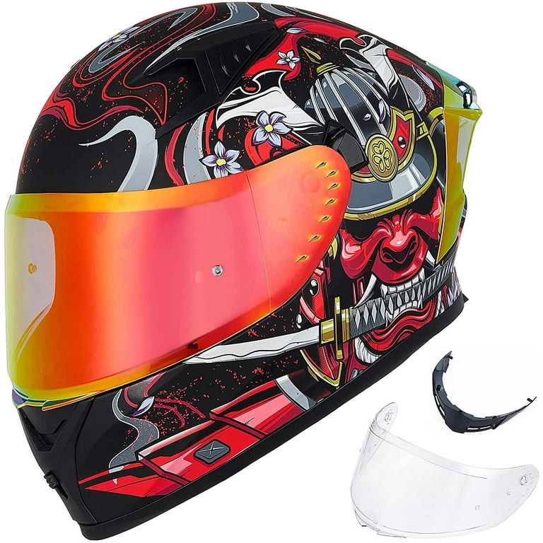 ILM Motorcycle Full Face with Pinlock Compatible Clear&Tinted Visors and Fins Street Bike Motocross Casco Red, Large) Walmart.com