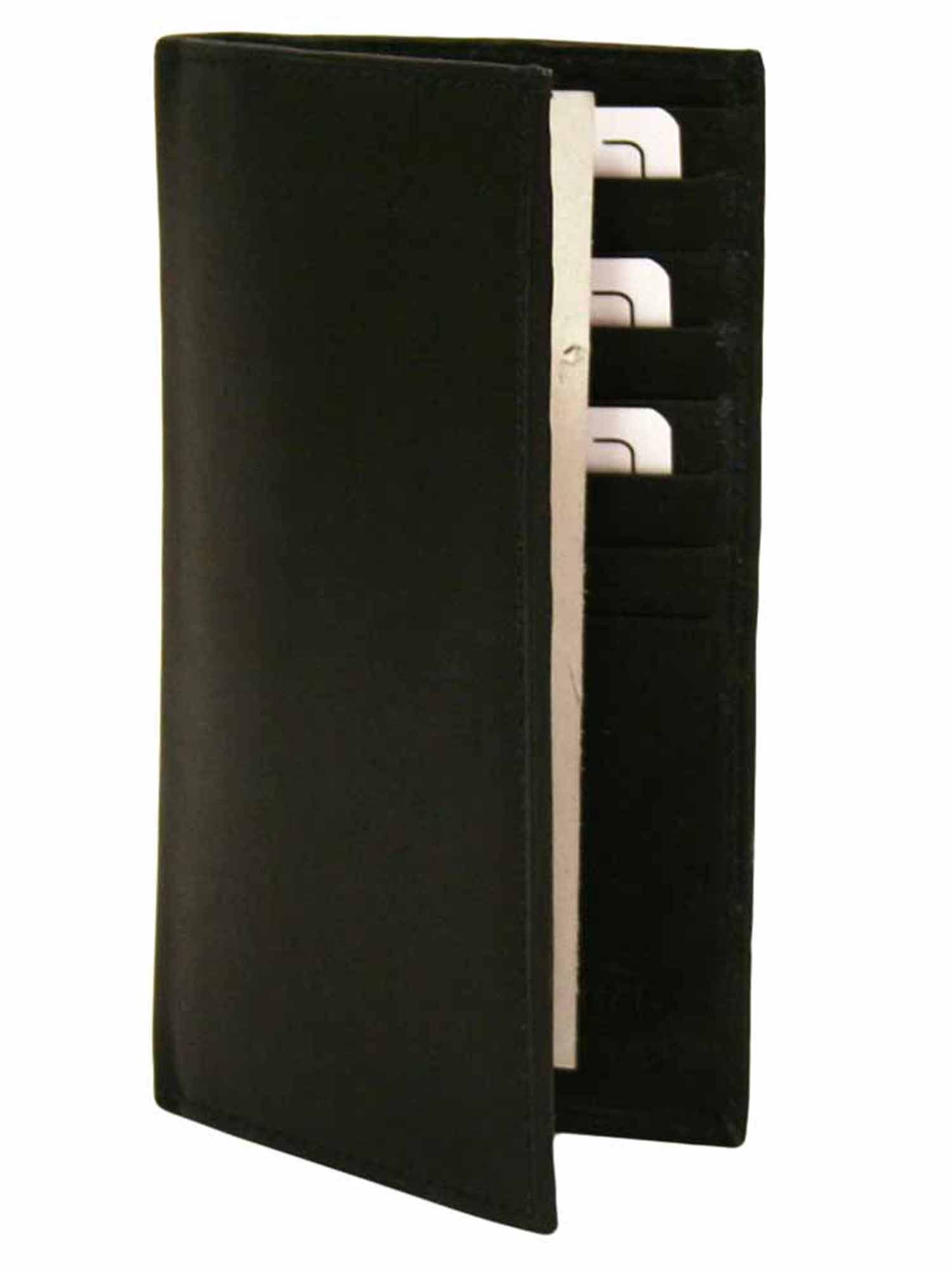 Black Leather Mens Long Checkbook Holder Wallet