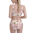 thumbnail image 5 of High Waisted Bikini Sets For Women, Lilies Flowers Light Pink Swimsuits Tummy Control, Two Pieces Bathing Suit, 5 of 8