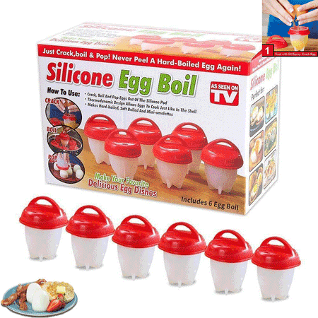 6 Pcs Egg Cooker Egglettes Hard & Soft Maker Egg Cooking Cups No Shell Non Stick Silicone Poacher Boiled Steamer Egg Mould Breakfast Cooking (Best Way To Soft Boil Eggs)