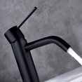 thumbnail image 4 of Grifo de baño negro mate con un solo orificio JXMMP Grifos monomando para fregadero de baño con desagüe emergente y placa de cubierta de 6 pulgadas y manguera de suministro de agua CUPC, 4 of 6