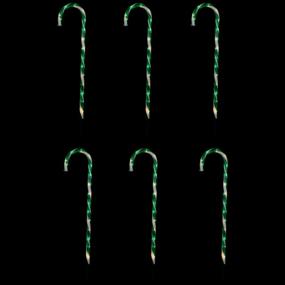 Northlight Lighted Candy Cane Outdoor Christmas Pathway Markers - 28" - Green - Set of 6