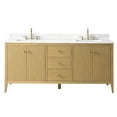 thumbnail image 2 of Vanity Art 72" Double Sink Bathroom Vanity Cabinet, Freestanding Storage Cabinet with Engineered Marble Top, Undermount Sinks, Drawer, and Shelve, 2 of 7