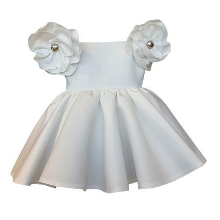 

Kids Toddler Baby Girls Dress Birthday Dress Solid Flower Princess Pageant Dress Party Prom Ball Gown