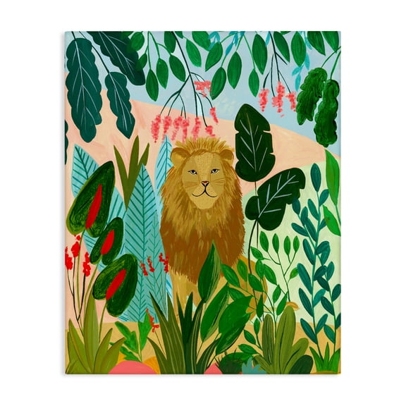 Stoic Lion Tropical Forest Canvas Wall Art, design by Nabeela Rumi