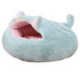 thumbnail image 1 of Cama redonda de felpa para perros y gatos, cálida, antideslizante, 2 en 1, suave y relajante para dormir. Light Lake Blue L, 1 of 8