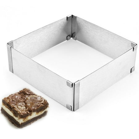 

Meizhencang Large Stainless Steel 3D Square Mousse Ring Adjustable Cake Biscuit Baking Mold