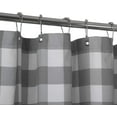 thumbnail image 2 of Extra Long Buffalo Check Shower Curtain: Cotton Blend Plaid Woven Texture & Machine Washable, Water-Repellent, Rustic Farmhouse Style for Bathroom - Gray and White, 72x84 Inch, 2 of 6