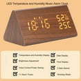 thumbnail image 3 of Wooden Alarm Clock with LED Digits, 11 Alarm Tones, MDF & ABS Material, Voice Control & Weekend Alarm Function for Bedroom, Bedside LED Clock, Temperature & Date Display, 3 of 7