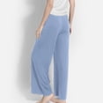 thumbnail image 3 of Defitshape Women's Pajama Bottoms Soft Lightweight Elastic Waist Sleep Pants Pj Straight Leg Solid Drawstring Sky Blue X-Large, 3 of 4