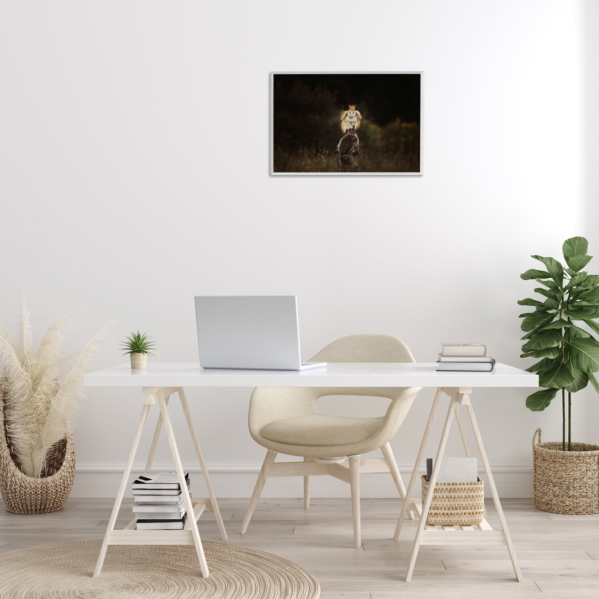 Stupell Industries Crowned Owl Perched Animals & Insects Photography White Framed Art Print Wall Art, 24 x 16