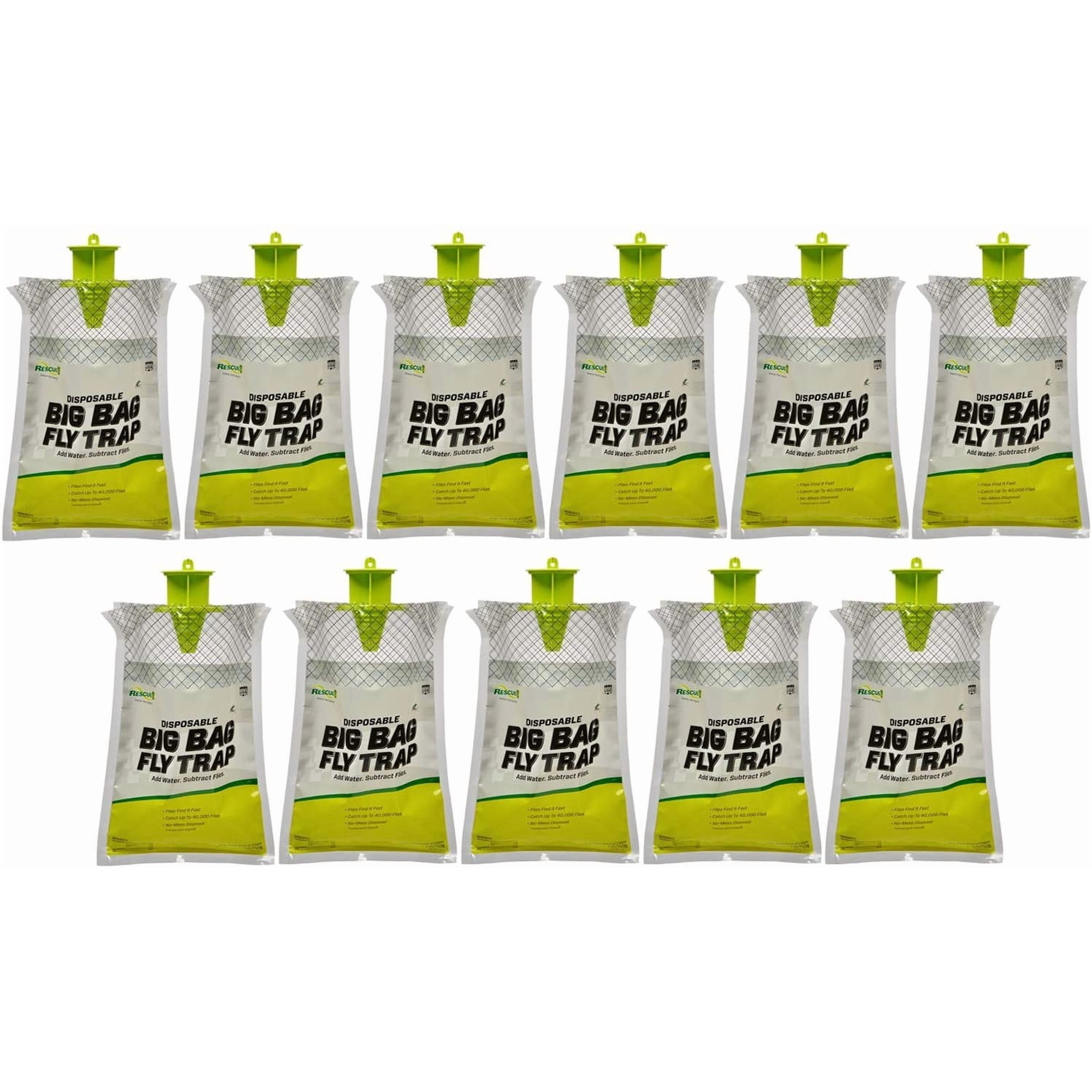 RESCUE! Big Bag Fly Trap Disposable Outdoor Hanging Trap - Large Capacity - 11 Pack