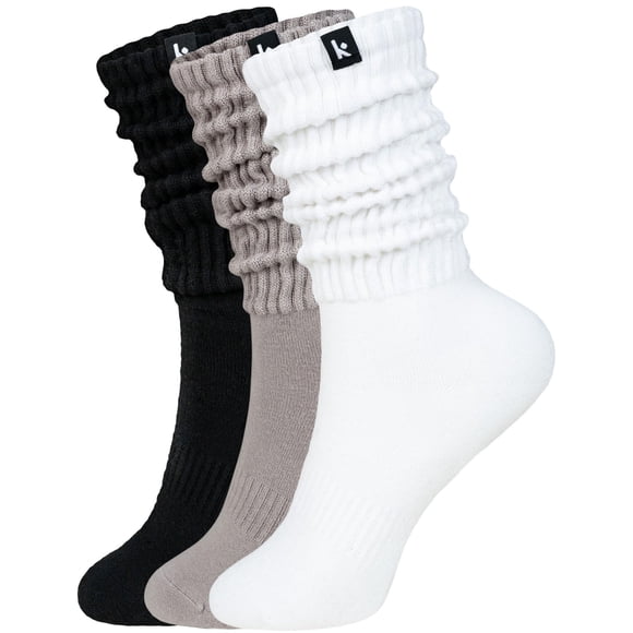 Medias Kamo Fitness Cozy para Mujer 3 Pares con Diseño Arrugado y Caño Largo