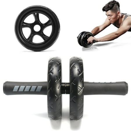 Abdominal Exercise Roller + Knee Pad Mat Abs Workout Fitness Dual Wheel Gym