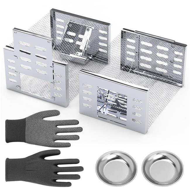 Fresh Fab Finds FFF-GPCT5429 2 Piece Humane Rat Trap Catch & Release Live Mouse Cage Traps with Automatic Continuous Cycle Trapping - Silver