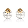 thumbnail image 1 of Aretes de oro 14k GIALLO Broquel Ojo de oro amarillo brillante y oro blanco brillante con circonia, 1 of 4