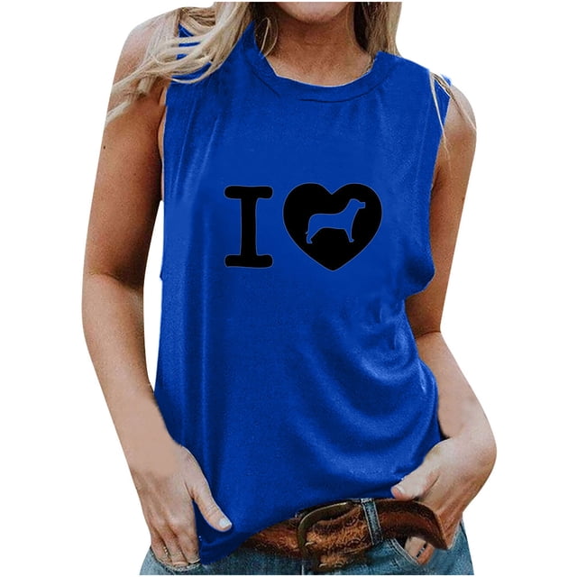 Verano mujer moda cuello redondo impreso sin mangas casual camisetas sin mangas Fridja gh5111