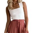 thumbnail image 3 of Summer Sleeveless Square Neck Solid Color Slim Fit Tank Tops, 3 of 6