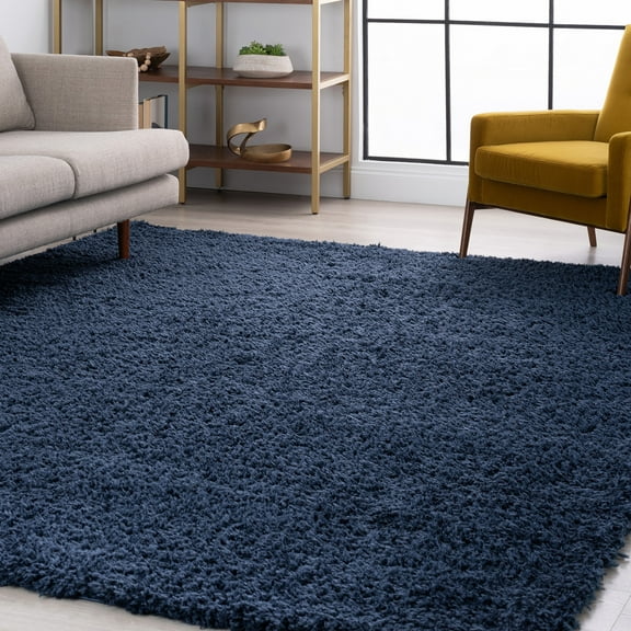 Bliss Rug Solid Plush Indoor Shag Rug for Living Room, Bedroom, Kids Room |Navy, 5' x 8' (5'3''x7'3'')