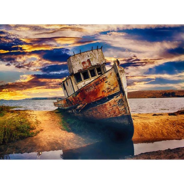 Fkg Arts Puzzles Adult Jigsaw Puzzle Colorful Old Boat Beach Shore 500 Pieces Walmart Com